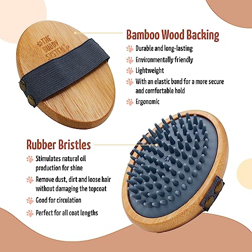 The Buddy System - Pet Close Brush, Oval Palm Brush with Rubber Bristles | Dog & cat grooming brush for shedding, massage, healthy coat, and pet hair care, with rubber bristles for a daily grooming - color: Rubber Bristle - Gray