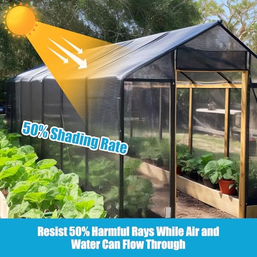 Amagenix 50% Shade Cloth Roll, 5'10" x 100 FT, Black | Cuttable Sun Shade Mesh Tarp UV Resistant Eyelets Screen Cover for Garden, Patio, Greenhouse, Canopy, Kennel, Plant - color: Black-50%, size: 5'10" x 100 FT