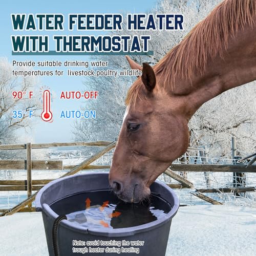 Tujoe 1 Pack 500 Watt Stock Tank Heater Chicken Water Heater, Cast Aluminum Submergible De-icer, Thermostatic Control Water Trough Pond for Livestock Poultry Bird Bath, Cow, Horse Drinking (500w)