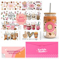 Kaciola 10 Sheets UV DTF Cup Wraps for 16 oz- Coffee Theme UV DTF Stickers, 1 Sheet Mysterious Pattern Transfer, Rub on Transfers Stickers for 16 oz Libbey Glasses Crafting - style: Coffee