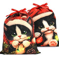 KzgtY Christmas Cat 2PCS Gift Bags with Drawstring, 16 x 12 Inch Reusable Present Sacks for Christmas,Brithday, Holidays,Parties & Gift Packaging - color: Christmas Cat
