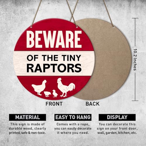 Farmhouse Hen Chicken Coop Sign for Home Room Front Porch Door Farm Fence Barn Yard Outdoor Hanging Decorations, Farmer Chicken Lover Gifts for Women Men, Beware