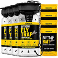 Outdoor Fly Trap [4 Pack] Fly Traps Outdoor with Dissolvable Non-Toxic Bait - Fly Repellent for Outdoor Use Only - Controls Flies for Patios, Barns, Ranches Etc. Hanging Fly Traps with Tie Included - size: 4 Pk