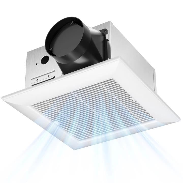 Amico Bathroom Exhaust Fan, 160 CFM, 1.5 Sones, Low Noise, ETL & FCC | Ceiling Opening 10.7'' x 10.7'', Household Ventilation Fans, Ceiling Mounted, No Attic Access Needed - size: 160 CFM (No Light)