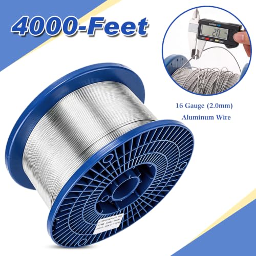 Gisafai 4000 ft 14 Gauge Aluminum Wire for Electric Fencing, Aluminum Alloy Wire for Electric Fencing, High Conductivity & Durability - size: 4000 ft 14 Gauge