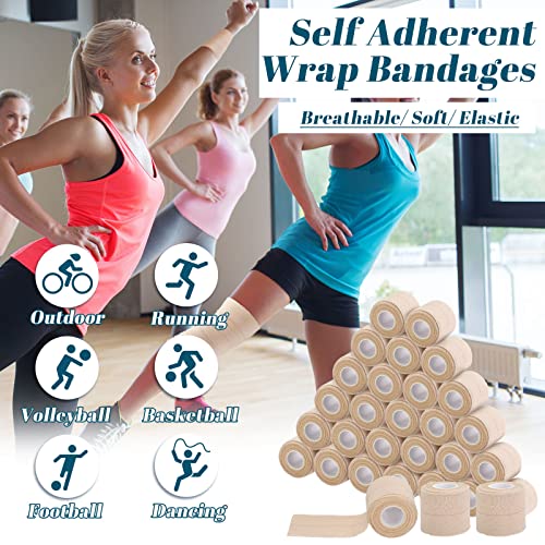 Elastic Tape Bandage Self Adhesive Wrap, 2 Inch x 5 Yard | Athletic Elastic Flexible Stretch Bandages Bulk for Sports Support Animal Pets