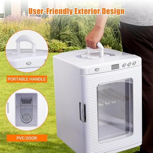 25L Reptile Egg Incubator with Temperature Control (10°c - 60°c), Portable Digital Cooling & Heating Lab Incubator for Small Reptiles, 12V/110V Compatible（White） - color: White