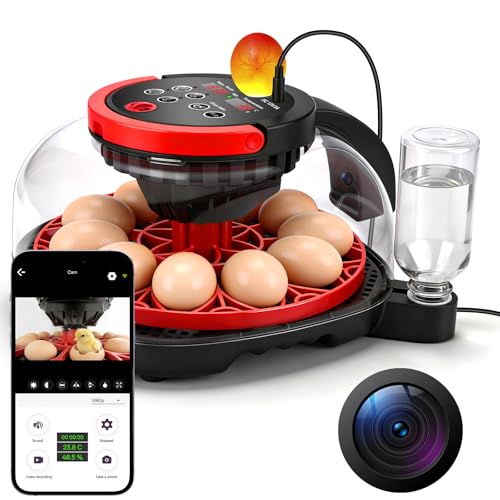 12 Egg Incubators for Hatching Eggs, with 1080P Camera & Smart APP Control | Temperature & Humidity Control, Automatic Egg Turner, Egg Candler, WiFi Chicken Incubator for Chicken, Duck, Quail