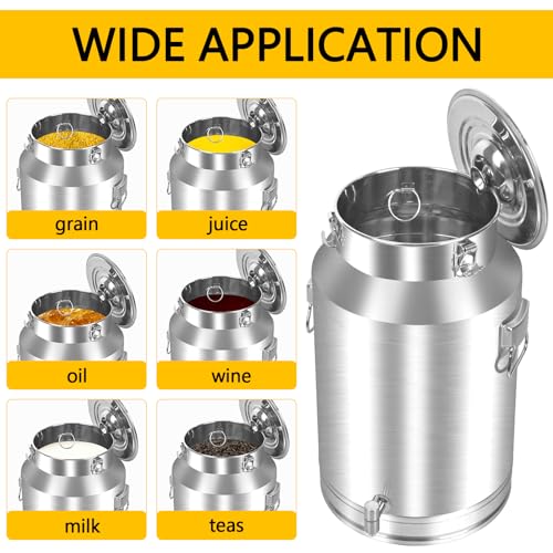 304 Stainless Steel 60 Liter Milk Can Milk Bucket Wine Pail Bucket with Spigot 15.85 Gallon Milk Can Tote Jug with Sealed Lid Heavy Duty for Milk and Wine (60L) - size: 60L