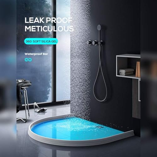 3ft/5ft/6ft/8ft/10ft Collapsible Shower Threshold Water Dam Water Barrier for Shower and Water Stopper Keeps Water Inside Water Threshold for Wet and Dry Separation (5ft, White) - color: White, style: 5ft