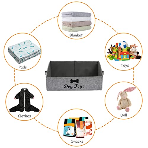 Foldable Fabric Trapezoid Organizer Box - Collapsible Basket for Dog Toys (Gray) - color: Gray, size: Large - Dog Toys