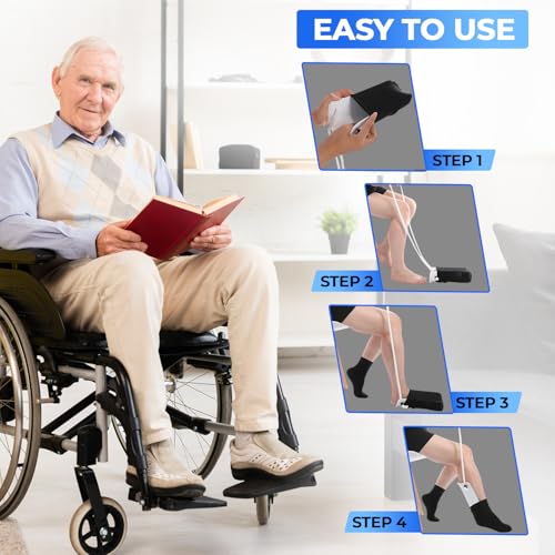 Sock Aid Kit, Premium Sock Puller Aid for Removing Socks or Stockings, with a Super Flexible Sock Aid Device with Long Rope. The Perfect Set for Putting On and Removing Socks or Stockings.
