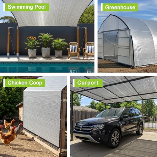 SUNNY GUARD 99% Aluminum Sun Shade Cloth, 6.5x10FT Heat Reflective Tarp | Reflective Aluminum Shade Cloth Blocks 99% Sunlight, Reduces Heat Buildup, and Keeps Gardens, Greenhouses and Cars Cooler - color: Sliver-99% Shade, size: 6.5x10FT
