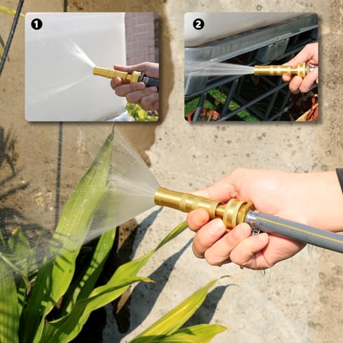 Brass Adjustable High Pressure Hose Nozzle - 3/4 GHT Thread for Watering, Cleaning & More - color: Sprinkler+Nozzle