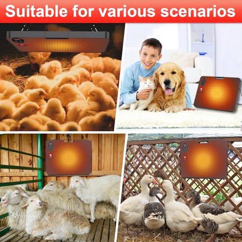 Chick Brooder Heater,200 Watts Radiant Heat Panel with Overheating Protection,Smart Brooder Chick Heater with Adjustable Temp (86~194℉) & 12H Timer,Remote Control,Safe Chicken Heater for Winter Pets