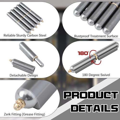 Zonon 5 Pcs 6 Inch BBQ Smoker Bullet Weld on Bullet Hinge Carbon Steel Weldable Barrel Hinges Heavy Duty for Swing Door Trailer Ramp - color: Zerk, size: 6 Inch