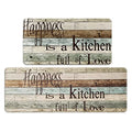 FRESHMINT Farmhouse Kitchen Mats Sets 2 Piece Cushioned Comfort Mat for Home & Office Ergonomically Engineered Memory Foam Kitchen Rug Waterproof Non-Skid, 30" by 17" + 47" by 17",Happiness - color: Happiness