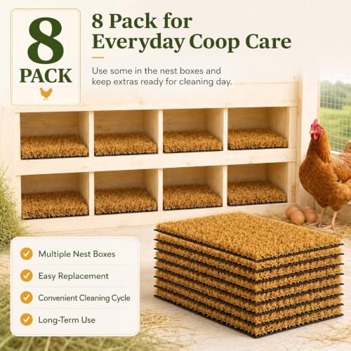 Chicken Nesting Pads, 12x12 Washable Artificial Grass Mat for Chicken Coop, Reusable Pet Garden Turf with Rubber Backing (8 PCS Brown) - color: 8 PCS Brown