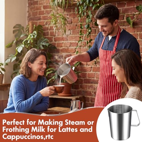 Copkim 4 Pcs Stainless Steel Measuring Cup with Handle and Pour Lip 50.7 oz/1500 ml 304 Steel Milk Frothing Jug 6 Cup Metal Pitcher for Coffee Shop Bakery Commercial Home Latte Art Baking Frothing - size: 50.7 Oz, 1500 Ml, 6.25 Cup
