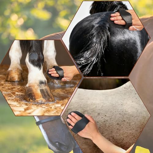 Curry Comb Kit, 6 Ring Curry Comb & Rubber Brush & Horse Grooming Mitts | Curry Comb Kit for Grooming Horses, Dogs, Goats, Cattle, Cow, Donkey Supplies - color: Curry Comb Kit(3 Pcs)