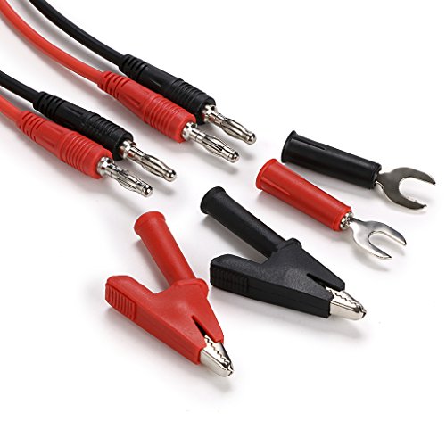 Sumnacon 4 in 1 Banana Plug Alligator Clip Pure Copper Fork Test Lead | 1000V/15A Multimeter Flexible Test Lead Wire Cable With Protective Jack Copper Clamps for Electrical Testing,3.3 Ft - size: 3.3 ft