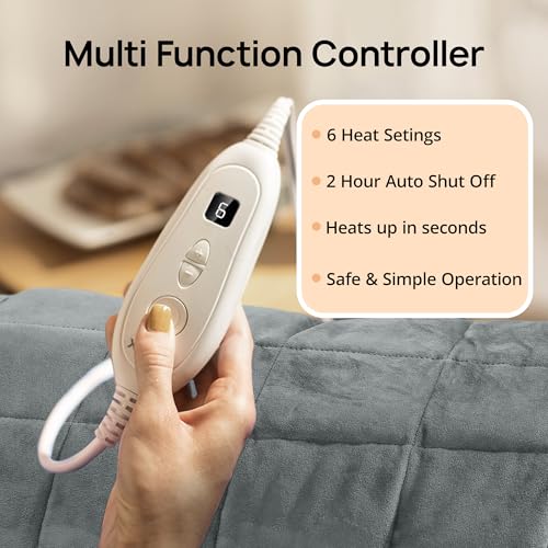 Weighted Heating Pad for Back Pain Relief, 17" x 33" XXXL Electric Heating Pad for Neck and Shoulders, Fast Heating Pad for Cramps, Legs & Full Body, 6 Heat Settings, Auto Shut Off, Soft Washable