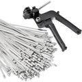 Cable Tie Gun Kit, 201-Piece Set 11.8 Inch 304 Stainless Steel | Includes 200 Ties with Tightening Tool for Chain Link Fence, Chicken Coop, Farm, Garden and Outdoor Installation Projects