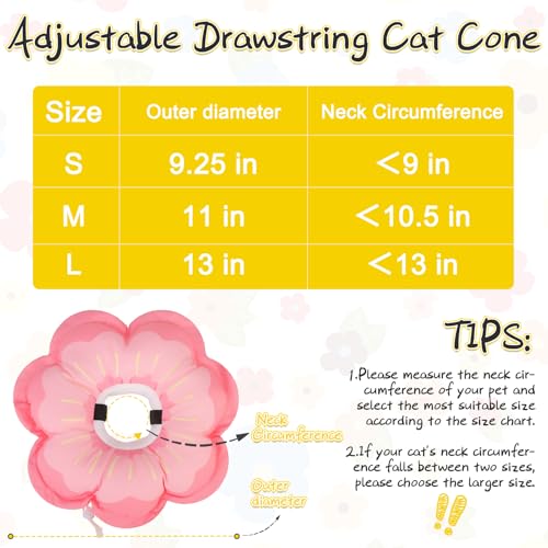 Cat Cone Collar Soft, Cat E Collar Recovery After Surgery to Stop Licking, Adjustable Waterproof Cute Neck Elizabethan Pet Kitten Puppy Donut Pillow for Cats Puppy Wound Healing, PinkL - color: Pink, size: Large