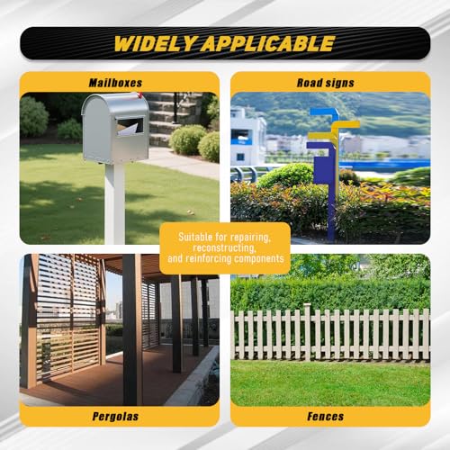 4x4 4 Pcs Fence Post Repair Kit 4x4 Separation Thicker Fence Post Anchor | Heavy Duty Thickened Fence Post Anchor Ground Stakes for Repair Tilted Broken Leaning 4x4 Wooden Posts