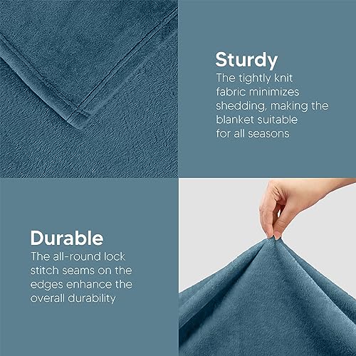 Utopia Bedding Soft Fleece Bed Blanket Throw Size Stone Blue (50x60 Inch) | Microfiber Plush Warm Lightweight Breathable Cozy Blanket Anti-Static, All Season Use, Gift for Women and Men - color: Stone Blue, size: Throw (50x60 Inch)