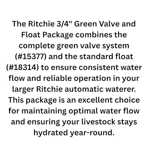 Ritchie 3/4" Green Valve Package with Float #16993 – High Pressure Livestock Waterer Valve Kit, 16.5 GPM Flow Rate, Compatible with Ritchie Automatic Waterers