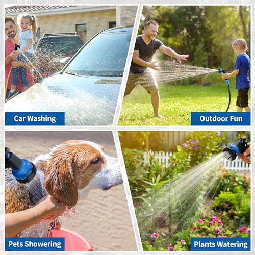 NEXCOVER Garden Hose Nozzle Sprayer - 7 Adjustable Watering Patterns Nozzle for Water Hose, Non-Slip Garden Spray Nozzle for Car Washing, Watering Plants, Pets Showering, Lawns Cleaning, Blue - color: Blue