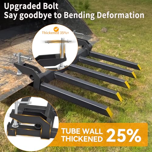 48" Clamp on Debris Forks 2500 lbs Loader Bucket Fork | Heavy duty clamp on pallet forks and debris forks attachments fit for loader bucket, skid steer, and tractor. - size: 48 IN