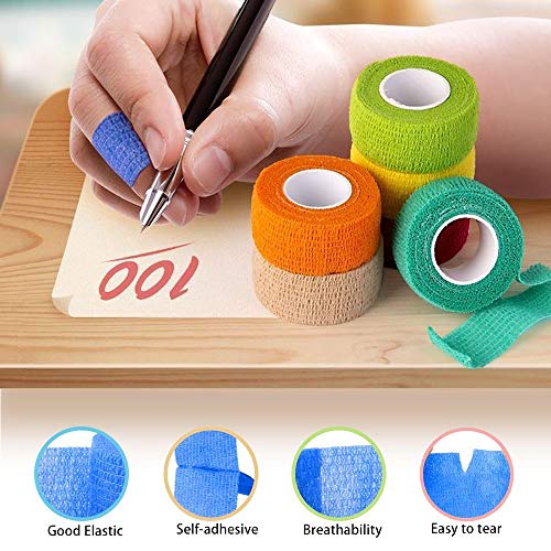 12 Pack Self Adhesive Bandage Wrap, 1" x 5 Yards, Cohesive Athletic Tape | Athletic Elastic Cohesive Bandage for Sports Injury,Strain,Knee & Wrist,Ankle Sprains & Swelling First Aid - size: 1x180 Inch (Pack of 12)