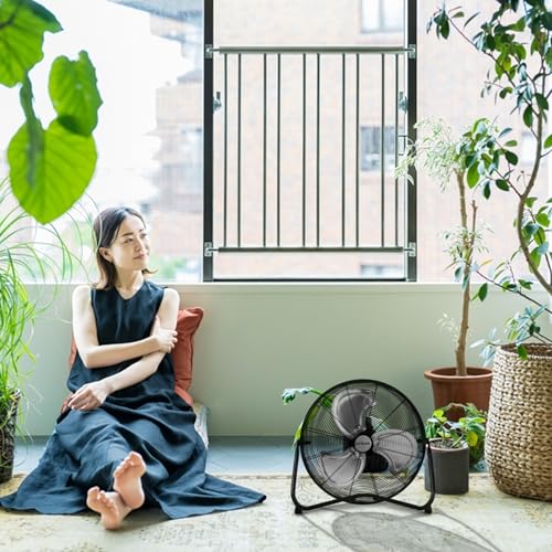 Hurricane Pro High Velocity Floor Fan, 3 Speeds, Black, 20in, 2 Pack | Corded Electric Air Cooling Unit w/ 5300 CFM Airflow for Home, Greenhouses, Garages, Gyms & Workshops