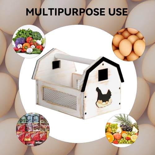 Egg Basket for Gathering Fresh Eggs, Farmhouse Wood Egg Collecting Basket, Egg Basket Countertop. ZSHLXM - color: White, size: Medium