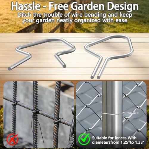100 Pcs T Post Clips Kit, Metal Wire Fence Clip & 1 Drill Chuck, Galvanized Steel Tie Preformed T-Post Fence Clips 11 Gauge Fence Ties Fast Installation Farm Garden&Livestock Fencing T/U-Posts(Silver) - size: 100PCS