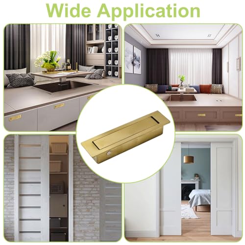 2PCS 304 Stainless Steel Pocket Door Handle Brushed Flush Mount Hardware Door Edge Pull for Closet Pocket (Brushed Gold) - color: Gold-2pcs-A