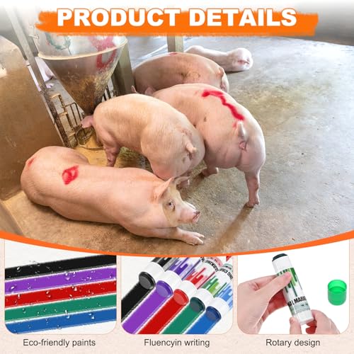 M METERXITY 5-Pack Livestock Marker, 11.6 Cm/4.6 Inches Medium Animal Crayons for Pig/Cattle/Cow/Sheep Supplies, Farming Livestock Marking Crayons [Green] - color: Green
