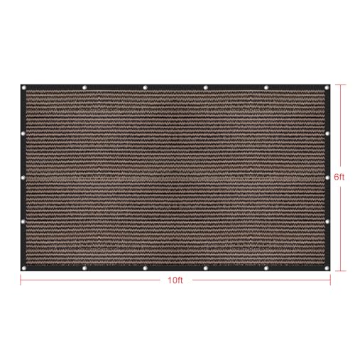 Shatex 90% Sun Shades for Patios 6X 10ft Shade Fabric Sun Shade Cloth Taped Edge with Grommets Sun-Block Mesh Shade for Pergola Cover Canopy Mocha, 12 Bungee Balls - color: Mocha, size: 6x10ft