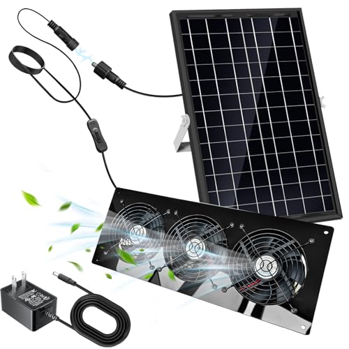 Solar Exhaust Fan,25W Solar Fan for Chicken Coop,Shed,Greenhouse & Attic Ventilation Cooling, Easy Installation,3500RPM,18FT Cord,IP67 Waterproof Solar Powered 3 Fan Kit - size: 25W Solar Exhaust Fan 3 Kit