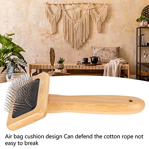 Sheepskin Wool Brush, Macrame Slicker Brush with Air Bag Cushion for Grooming and Removing Shedding (S) - size: S