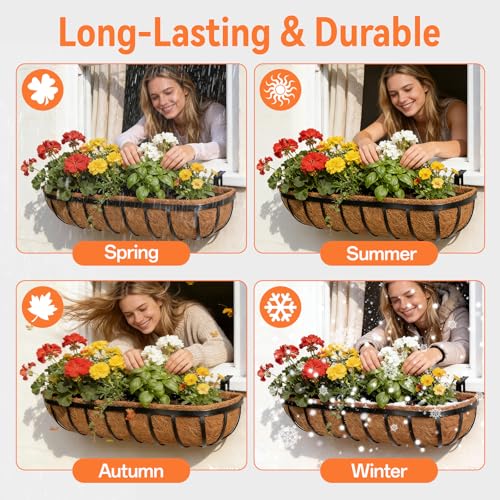 Halatool 30" Coco Liners for Planters, 3Pcs Coconut Liners for Window Boxes | 100% Natural Coconut Fiber, Replacement Liner for Wall & Railing Planters, Fence & Balcony, Breathable & Eco-Friendly - size: 30in