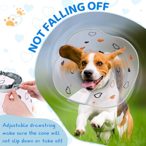Dog Cone After Surgery - Soft, Comfortable, Adjustable Recovery Collar for Large, Medium, Small Dogs - Stop Licking with Soft Protect Edge (Love, M) - color: Love, size: M