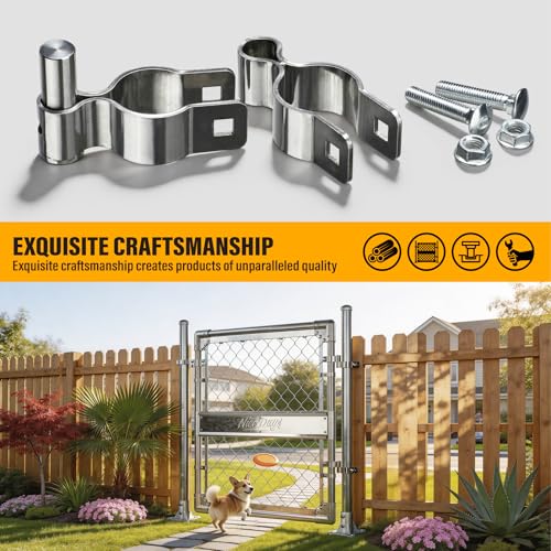 2 Pack 1-3/8" x 1-3/8" Chain Link Fence Gate Hinge, 304 Stainless Steel Heavy Duty Male Female Post Hinges with Bolts and Nuts - color: 1-3/8", size: 1-3/8"