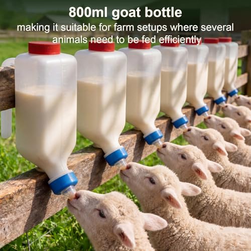4 Sets Lamb Goat Feeding Bottles with Silicone Nipples, Thickened Heavy Duty Upside Down Hanging with Measurement Marks, Livestock Nursing Bottle for Lamb Goat Fawn Puppies Farm Use (500ml) - size: 500ml