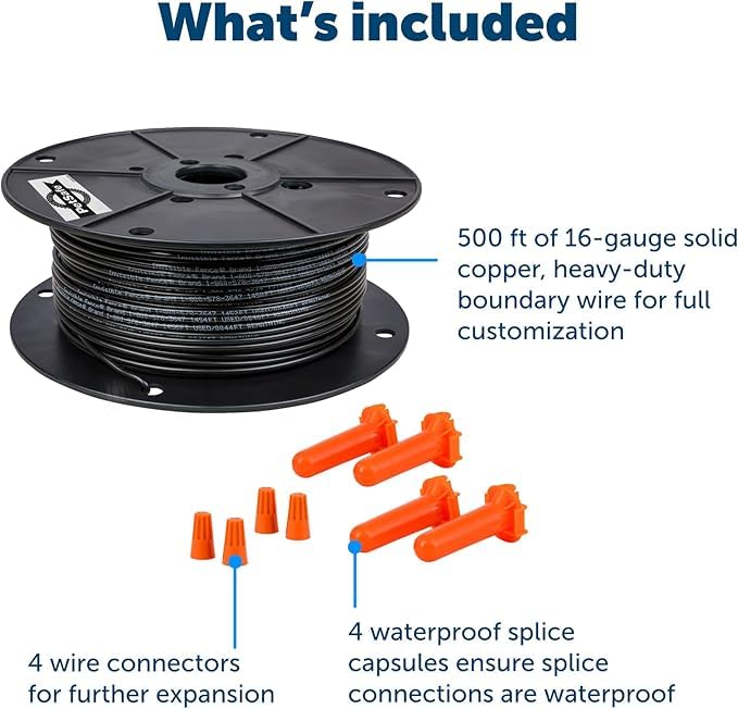 PetSafe Extra In-Ground Fence Boundary Wire, 16-Gauge Copper, 500 Ft Spool | Thicker 16-Gauge Wire for Longer Fence Life, Works with Any PetSafe In-Ground Fence, Covers up to 1/3 Acre, - size: 500 feet, style: 16 Gauge