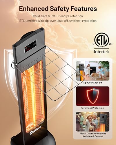 DR. INFRARED HEATER Portable Infrared Indoor and Outdoor Space Heater for Patio, Garage, Commercial & Residential With Remote Control, Space Heater (Freestanding/Ceiling/Mounting), Black - size: 39 Inches