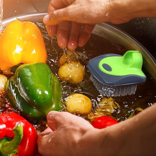 Aodaer Vegetable Brush Potato Scrubber Brush Silicone Hard and Soft Side Fruit Cleaning Tools for Delicate or Tough-Skinned Vegetables - color: Green