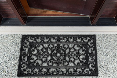 DII Rubber Doormats Collection All Weather, 18x30, Scroll - color: Scroll, size: 1'6" x 2'6" (Rectangular)